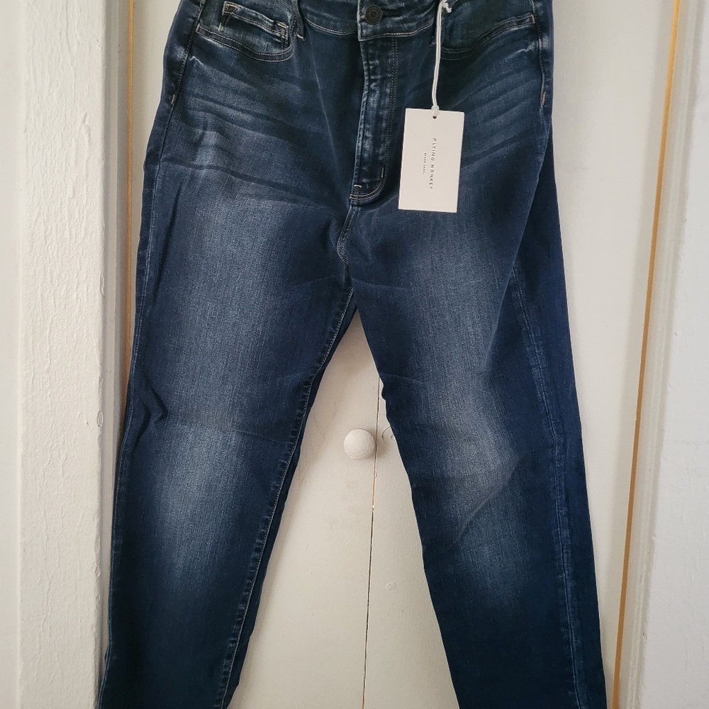 Dark wash jeans. Short length